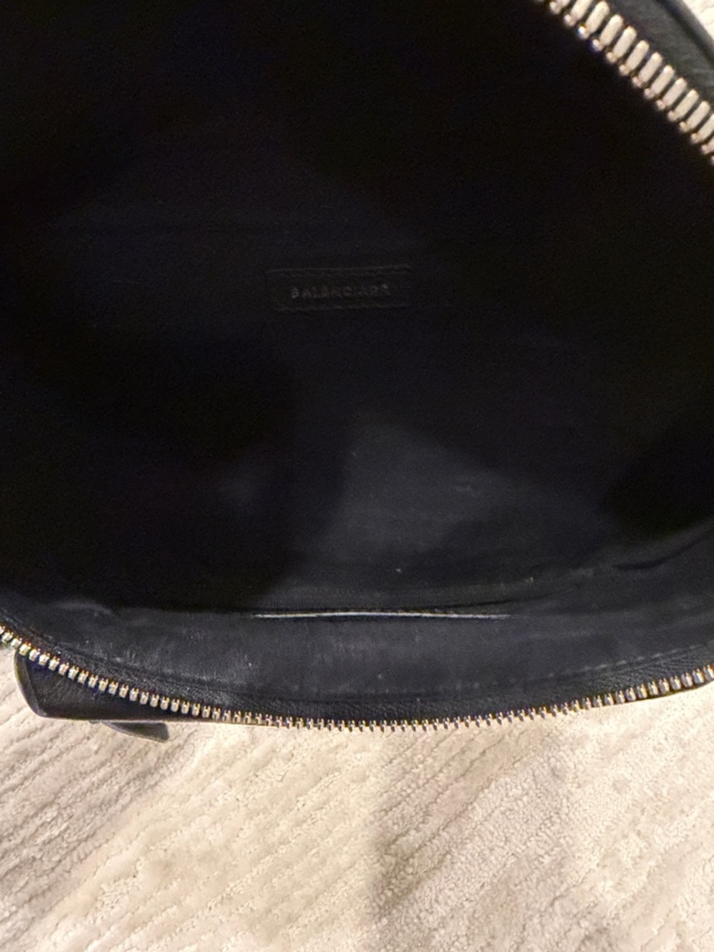 Balenciaga Black Leather Belt Bag with White Logo - Picture 3 of 5